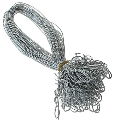 50 Stück Schmuck-Gummiband Metallic SILBER für Einladungskarten mit Einlegeblatt - für Klappkarten A6 B6 DIN Lang Quadratisch A5 mit schöner Schlaufe