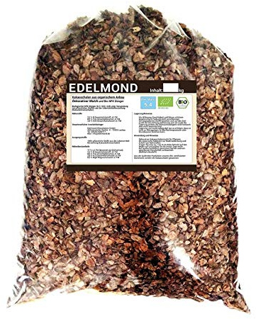 Edelmond Bio Kakaoschalen 5 kg, Mulch & Dünger für Topfpflanzen & Garten | 5 kg für Beet und Garten, halten Feuchtigkeit im Boden, unbehandelt aus der Rösterei, dunkle Schokolade
