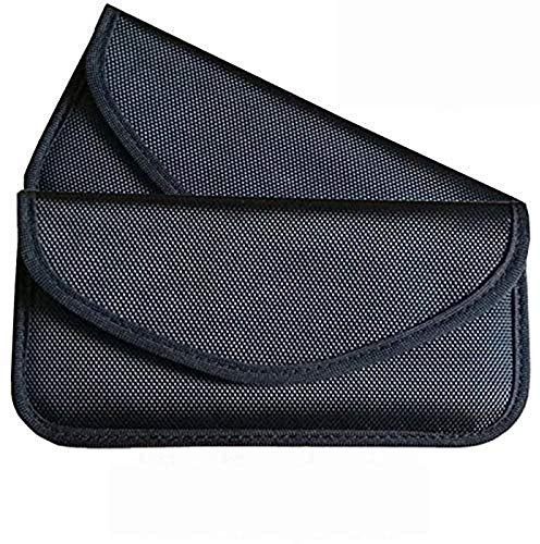 Faraday Key Fob Protector (2 Pack), Premium Faraday Bag/Pouch, Car Key Signal Blocker, Signal Blocking Bag for Cell Phone Privacy P (Black)