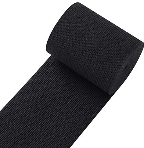 3 Inch Wide Knit Elastic Bands for Sewing Waistband Black Heavy Stretch High Elasticity Flat Elastic Ribbon 5 Yards