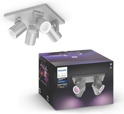 Philips Hue – Lámpara inteligente, Hue Argenta, Foco LED Inteligente, Luz Blanca y de Colores, Compatible con Alexa y Google Home, Color Aluminio