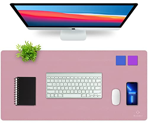 K Knodel Schreibtischunterlage, 80cm x 40cm PVC-Leder Tischunterlage, Wasserdichte Laptop Unterlage für Büro (Purpur)