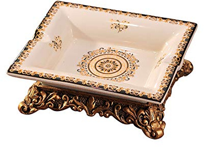Cenicero de mesa de cerámica de lujo para salón, oficina, color blanco