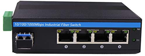 Convertitore in fibra ottica Gigabit Ethernet a 5 porte per esterni, switch di rete DIN Rail industriale 100/1000Base-T a LC fino a 20 km (con ricetrasmettitore SFP)