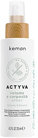 Kemon - Actyva Volumen und Fülle Bodyfying Spray, entwirrend und korporisierend, mit Leinsamen, antistatischer Effekt, ohne Silikone - 125 ml