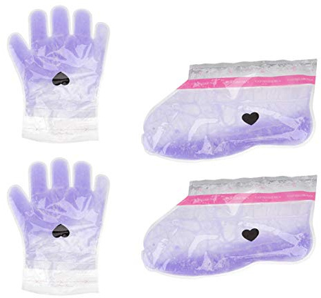 Lavendel Wachstherapie Hand und Fußpflegefolie, 2 Paar | Vliesstoff und Pe Beutel, Je 1 Paar für Hände und Füße, Violett, für Spa Paraffinwachs Anwendung