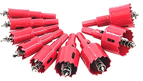 CJBIN Sega a Tazza, 9 Pezzi Seghe a Tazza Bimetalliche Hole Saw Set Frese a Tazza per Metallo Diametro 16mm 18mm 20mm 22mm 25mm 30mm 32mm 35mm 38mm per Iron Alluminio, Legno, Cartongesso, Tubi, Rosso