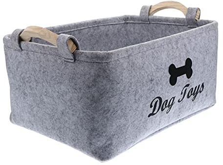 Hemobllo Hundespielzeug Lagerung Korb- Filzkorb Aufbewahrungskorb Hund Spielzeug Bin Lagerung Box Körbe Organizer mit Griffe Faltbare Pet Spielzeug Boxen
