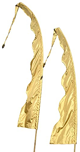 DEKOVALENZ - Balifahne WAVE, Stoff ohne Stange, versch. Farben+Längen, Fahnenlänge:3 Meter, Farbe:gold