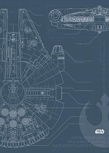 Komar Star Wars Blueprint Falcon - Größe: 50 x 70 cm, Wandbild, Poster, Kunstdruck (ohne Rahmen)
