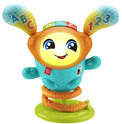 Fisher-Price Mon Petit DJ | Petit Robot Jouet sur Ressort 4 en 1 | Jouet Interactif Bébé 9 Mois à 36 Mois | Jouet Educatif Musical et Lumineux Pour Apprendre En S'amusant, Version: UK-Anglais , HJP92