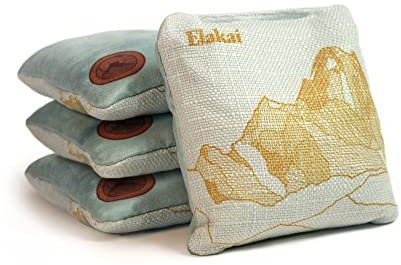 Elakai Cornhole Bags Allwetter-Taschen, doppelseitig, glatt und haftend, Größe und Gewicht, 4er-Set, hellblau, mineralisch, 15,2 x 15,2 cm