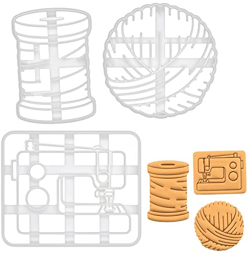 Set of 3 Cookie Cutters (Design: Sewing Machine, Spool of Thread, and Yarn Ball) - Bakerlogy