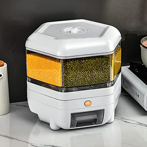REJOON 6 Grid Rotating Food Dispenser Multifunctional Rotatable Grain Dispenser Black Rice Yellow Rice Beans Airtight Storage with Lid Suitable for Home and Kitchen (Color : Green)
