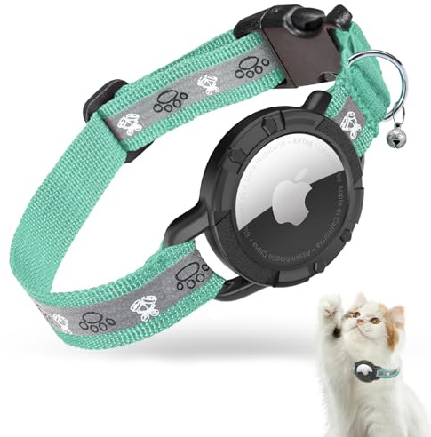 Reflektierendes Airtag-Katzenhalsband, JIARUI Integriertes Apple-Airtag-Katzenhalsband, GPS-Katzen-Tracker-Halsband mit Airtag-Halterung und Glocke, leichtes Katzen-Tracker-Halsband für Kätzchen und