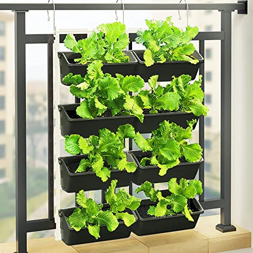 Vertikaler Garten-Wand-Pflanzgefäß, 8 Taschen, Hochbeete, hängender Pflanzgefäß, an der Wand befestigter Blumentopf, für Blumen, Gemüse, Kräuter