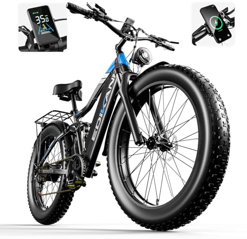 Electric Bike, Peak 2000W Full Suspension Ebike for Adults, 921.6WH Built-in Battery Mens Electric Bicycle 80 Miles Range Dual Hydraulic Brake, 26 Fat Tire Off Road E Bikes for Mountain, Snow, Sand