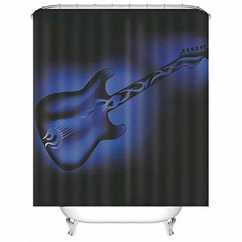 Whoiy Duschvorhang Waschbar Blau, Duschrollo Um Die Ecke 150X180cm Polyester Shower Curtains Geigenform für Badezimmer Badewanne