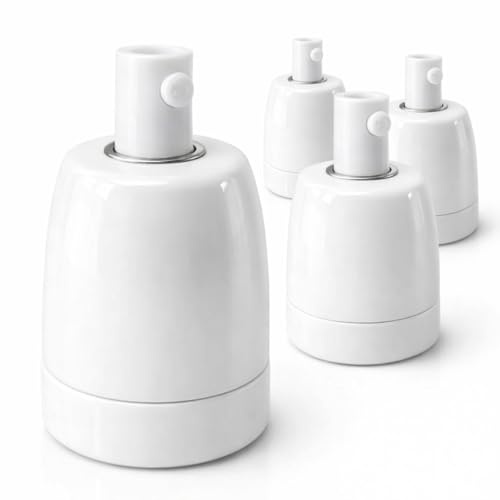 4er Pack, Porzellan Retro Lampenfassung E27