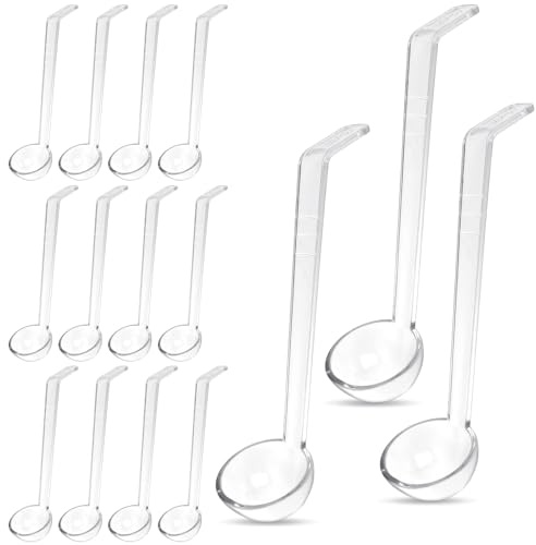 Aemygo Lot de 15 petites louches transparentes de 28,3 g avec long manche en plastique acrylique pour servir un bol à punch, des jus de fruits, des sauces et des garnitures