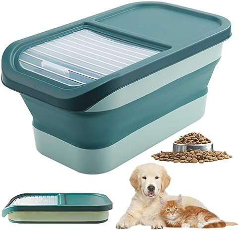SMELEYOU Conteneur De Rangement D'Aliments Pour Chiens 5Kg Aliment De Chien Pliant Poubelle Pour Animaux De Compagnie Conteneur De Stockage D'Alimentation à Air éTanche