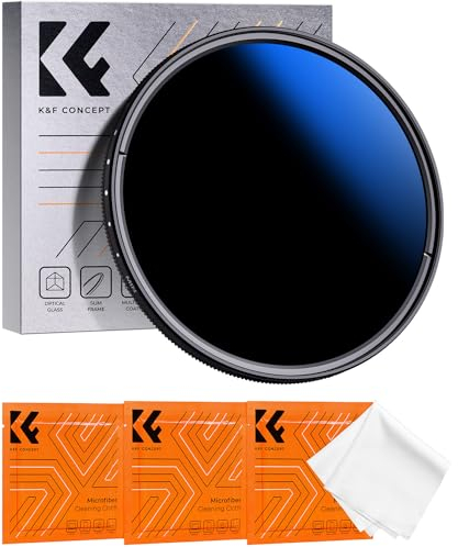 K&F CONCEPT Ø62mm Filtre ND2-2000 Variable 1-11 F-Stops Densité Neutre et 3 Chiffons de Nettoyage en Microfibre Emballé sous Vide pour Objectif Appareil Photo (K Série)