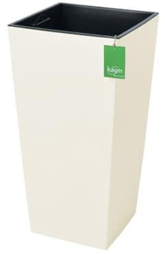 KAGM XL Blumenkübel mit herausnehmbarem Einsatz. Aus robustem Kunststoff in Hochglanz Creme 34 x 34 - H= 67