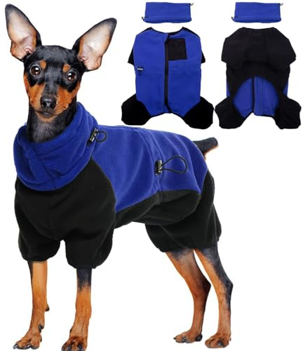 PUMYPOREITY Hundeweste Fleece,Rollkragen Hundmantel Winter Weicher Polar-Fleece-Pullover Welpen Warme Winterjacke Verstellbaren Schlafanzug für Kleine Hunde Abnehmbarer Rollkragen Kragen(Blau,S)