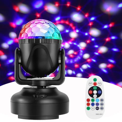 Luce Discoteca, Gomifie Luci Discoteca a Ritmo di Musica Rotazione Automatica e Regolabile Manuale, 12 Colori RGBW Palla da Discoteca con 12 Modalità di Illuminazione per DJ, Natale, Bar e Festa