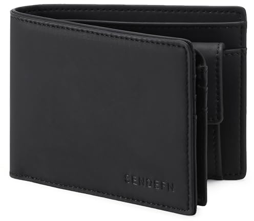 SENDEFN Leder Geldbörse Herren - Geldbeutel für Männer mit RFID Schutz - Portemonnaie Herren mit 9 Kartenfächern - Portmonee Herren mit Münzfach