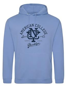 AMERICAN COLLEGE USA Tröja tröja med tryck varma kläder unisex barn pojkar och flickor casual modell ACSCW6 himmelsblå 16 år, turkos, 16 �r