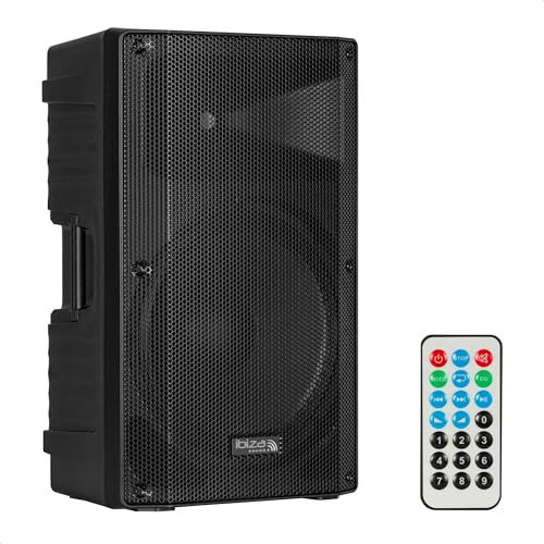 Ibiza - XTK15A-MKII - 15/38cm Aktiver PA-Lautsprecher - 25mm Kompressionshochtöner - Bass Reflex System - USB, SD, Bluetooth - TWS - Griffe und Räder Schwarz - Party, Events, Club