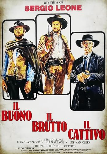 KUSTOM ART Poster Decorativo da Parete da Collezione Serie Locandina Film Celebri Il Buono Il Brutto Il Cattivo Stampa Laser su Carta Patinata 40x30