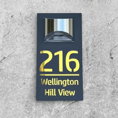 numero de maison exterieur avec lumiere solaire,Plaque numéro d'adresse et nom de rue,plaque boite aux lettres,plaque de maison moderne en acrylique lumineuse à LED pour extérieur,Personnalisable