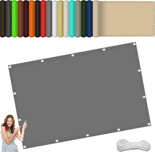 Sonnensegel Sonnenschutz Wetterschutz 115 x 180 cm,98% Uv Schutz Reißfest Wetterfest, Wasserdicht, Langlebiges, Sichtschutz Windschutz Tarp,Für Balkon Garten, Hellgrau