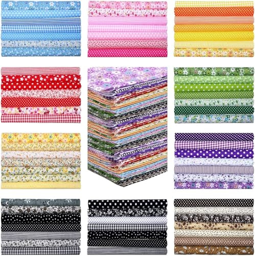 LetCart 70 Pièces Tissus Coton Couture, 25 * 25 cm Tissus Imprimés, 100% Coton Tissu pour Patchwork pour Passionnés de Couture, Couture, Quilting, Bricolage, DIY Fait à la Main (Petite Fleur)
