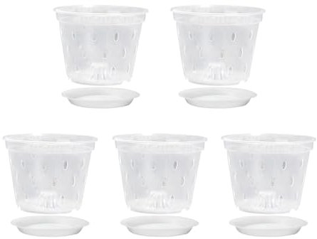 Lot de 5 grands pots à orchidées transparents avec suffisamment d'espace, décoration d'intérieur pour chambre, cuisine, cour, terrasse