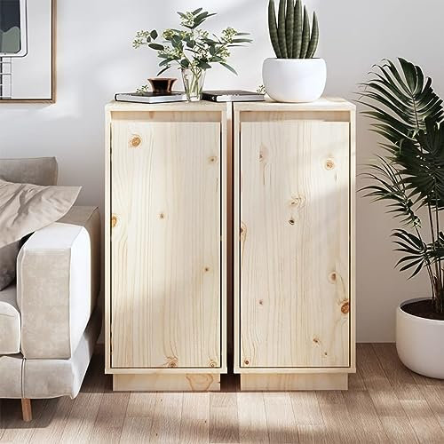 Iiaky Sideboards 2 STK. 31,5x34x75 cm Massivholz Kiefer Kommode Sideboard Schlafzimmer Flur Schrank MöBel Schlafzimmer Wohnzimmer Kommode