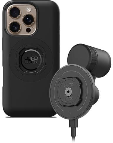 QUAD LOCK Lüftung Handyhalterung fürs Auto mit MAG-Kabelloser Ladekopf V2 und MAG-Hülle für iPhone 16 Pro