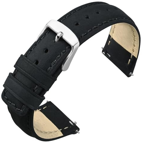 ANNEFIT Retro Leder Uhrenarmband, Schnellverschluss Echtes Lederarmband Ersatzarmband für Herren Damen 18mm 20mm 22mm