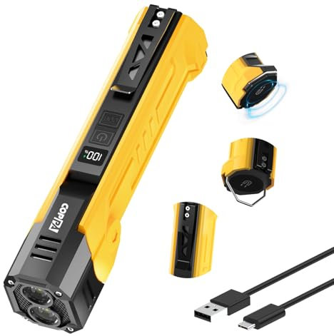 COPPA Lampada Lavoro, M02 LED Lampada Officina 3000mAh Ricaricabile Doppia Sorgente Luminosa con Stroboscopica Luce Magnetica Portatile Luce Ispezione per Campeggio Riparazione Garage Escursionismo