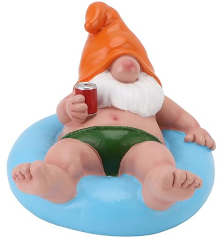 Masyrt Funny Garden skurk, pool floater gnome, solbad naken pool floater staty, hartspool party flytande gnom för inomhus, terrass, trädgård, gräsmatta smycken (blå)