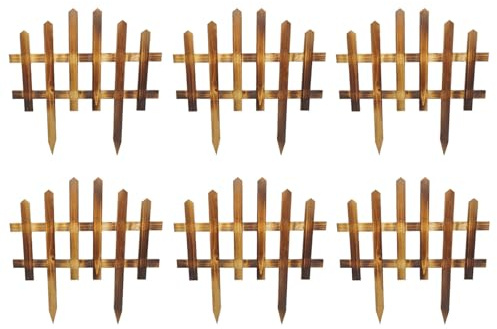 Acan Tradineur Lot de 6 clôtures décoratives en bois pour jardin, bordure pour pelouse, plantes, fleurs, décoration d'extérieur (marron, 40 x 40 cm)
