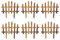 Tradineur - Pack de 6 vallas de madera decorativas de jardín, borde para césped, plantas, flores, decoración de exterior (Marrón - 40 x 40 cm)