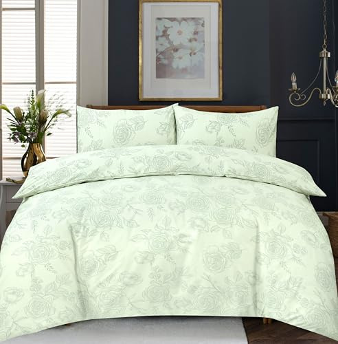 COTTON BLISS 4 Piece 100% Cotton 200 Thread Count Hypoallergenic Double Bedding Set - Double Duvet Cover, Fitted Bed Sheet and 2 Pillow Cases - Soft & Breathable Cotton Bed Sheets