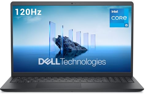 Dell 15 Laptop DC15250 15.6 Inch FHD (1920 x 1080) 120Hz, Intel Core i5-1335U, Intel UHD Graphics, 16GB DDR4 RAM, 512GB SSD, Windows 11 Home, QWERTZ Keyboard - Black