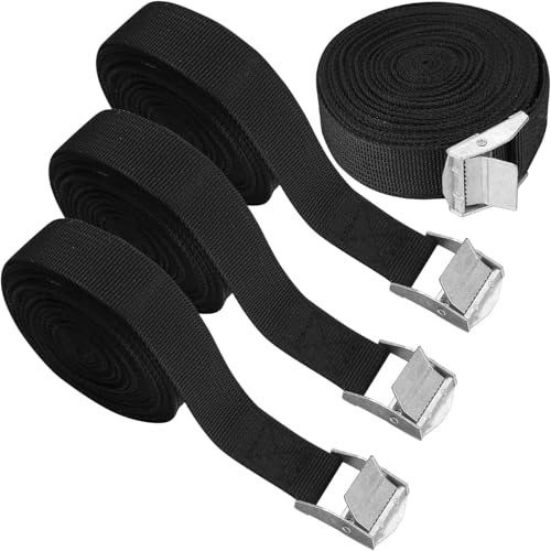 Tie Down Straps Set of 4 (20 mm x 2 m) - 150 kg Load Capacity, Adjustable Strap with Clamping Lock - Load Securing for Transport, Cargo & Camping