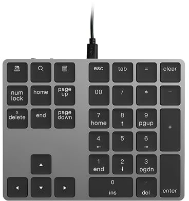 LICAEVEY Slim Wired Numeric -Tastatur mit USB C -Hub - 34 Tasten Tragbare Zahlenkissen für Laptop & PC, 400 Mbit/S Datenübertragung, Plug -Play -USB -Numpad -Tastatur