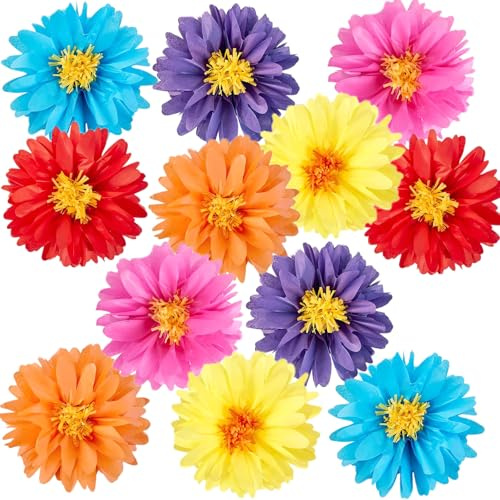12 DéCorations Pompons En Fleurs De Papier 30 Cm Fleurs De Papier Marguerite Multicolores Peuvent êTre AccrochéEs Et ColléEs Comme DéCoration Pour Les Mariages Les Anniversaires Et Les FêTes