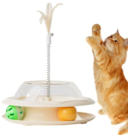 Generico Jouet Distributeur de Snack pour Chats | Jouet Alimentaire avec à Ressort et Balles | Activité Enrichissement pour Alimentation et Exercice | Impliquant